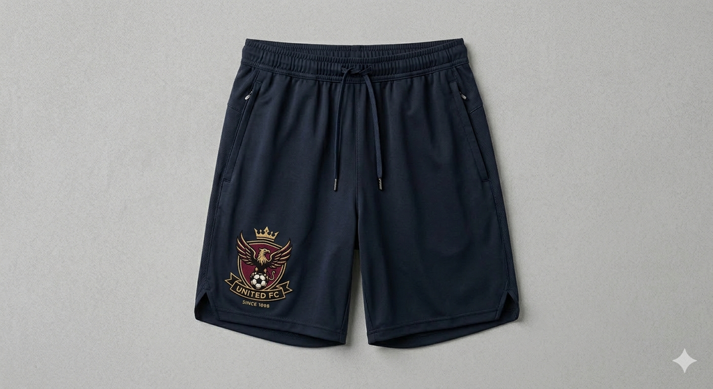 Bsp.: United FC Shorts mit Vereinswappen