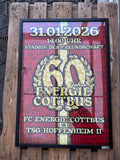 60 Jahre Energie Cottbus Plakat mit Unterschriften im Rahmen - 60 x 84 cm